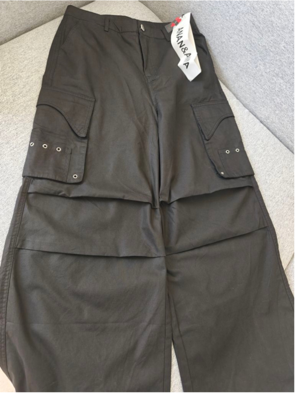 Women's ANAN&ANNA Black Wide Leg Cargo Pants